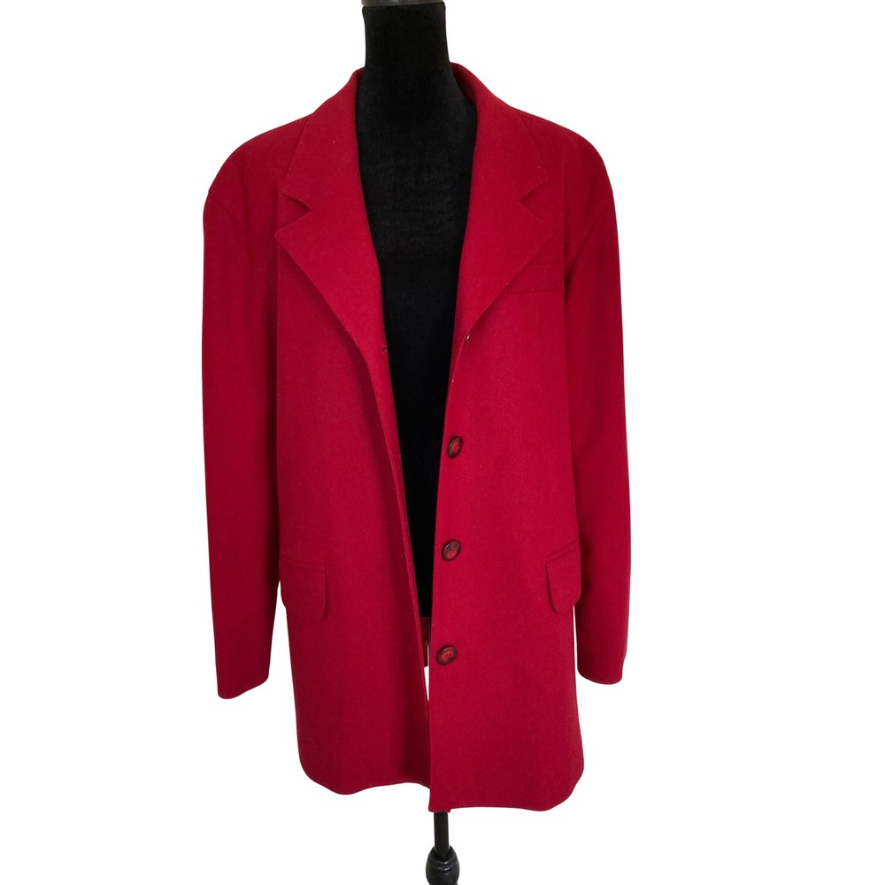 Emily Meyer by John Meyer Red 100% Pure Wool Blazer Coat Vintage Size 10